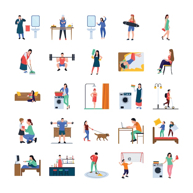 Daily Life Flat Icons Pack