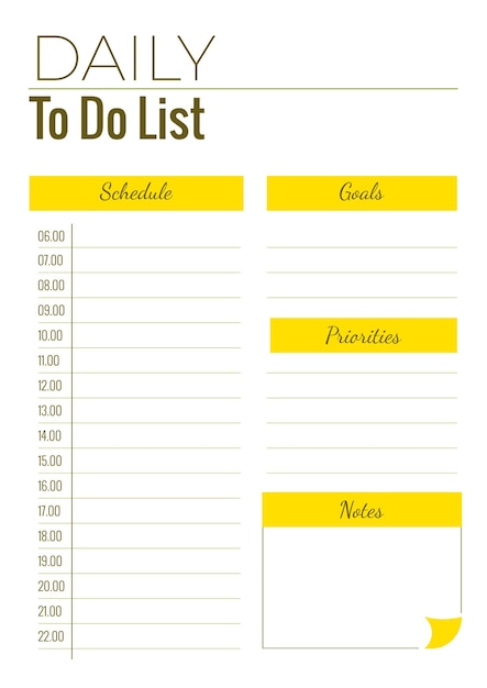 Vector daily to do list template vertical a4 format daily plan page