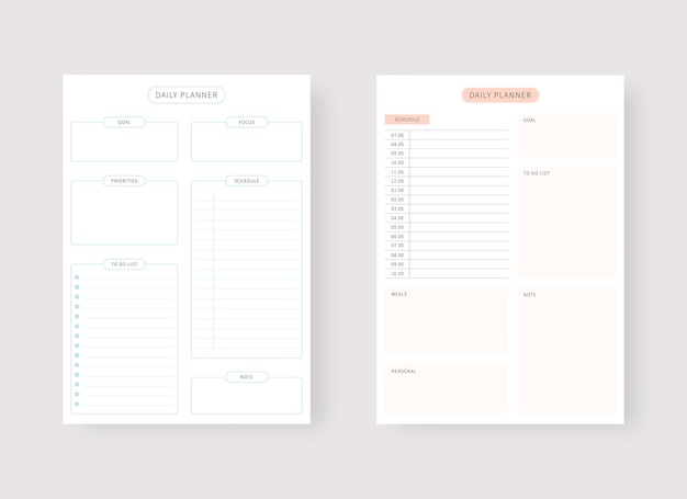 Daily planner template Set of planner and to do list