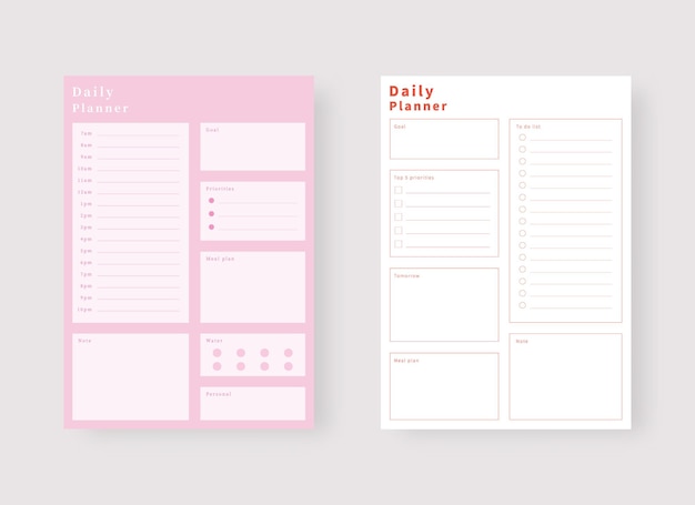 Daily planner template Set of planner and to do list