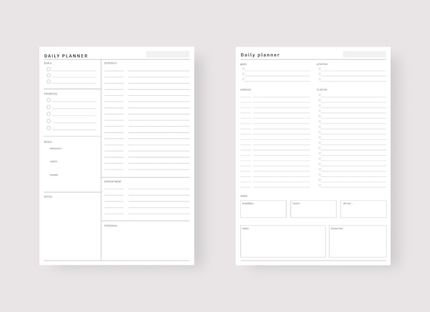 Daily planner template Set of planner and to do list