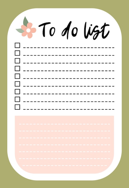 Daily planner todo list decorated with flower and trendy lettering