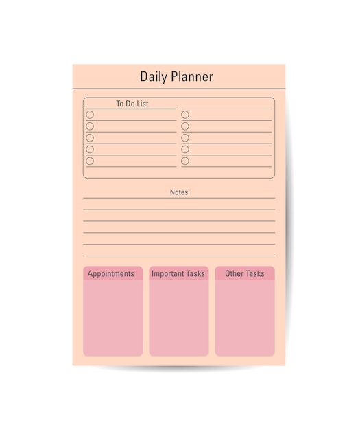 Daily planning template Simple vector illustration design