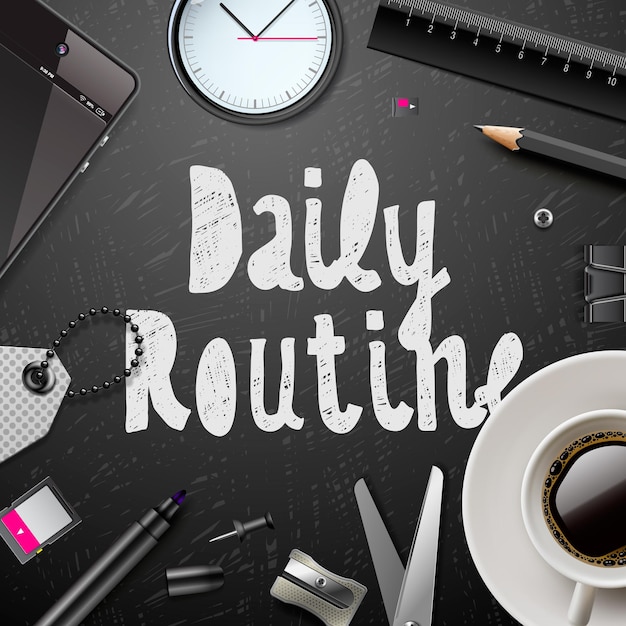 Daily routine modern office supplies