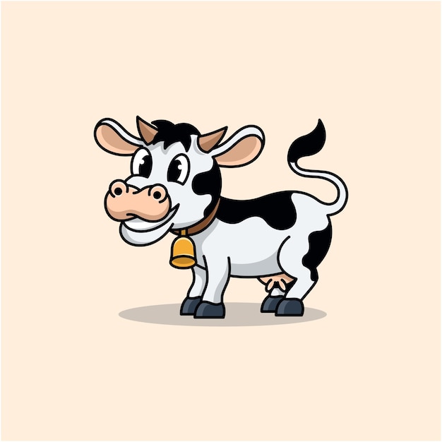 Dairy cows cartoon illustration logo design vector flat color