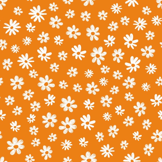 Daisies bright orange pattern