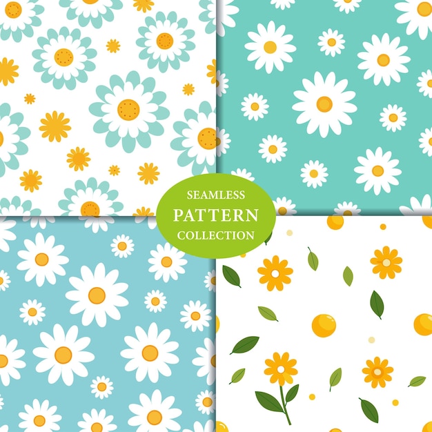 Vector daisies ditsy seamless pattern background design