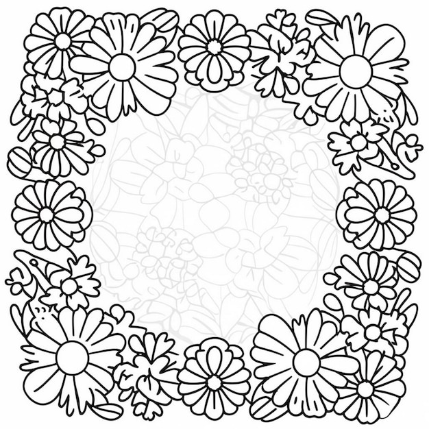 Daisies and tulips coloring page vector