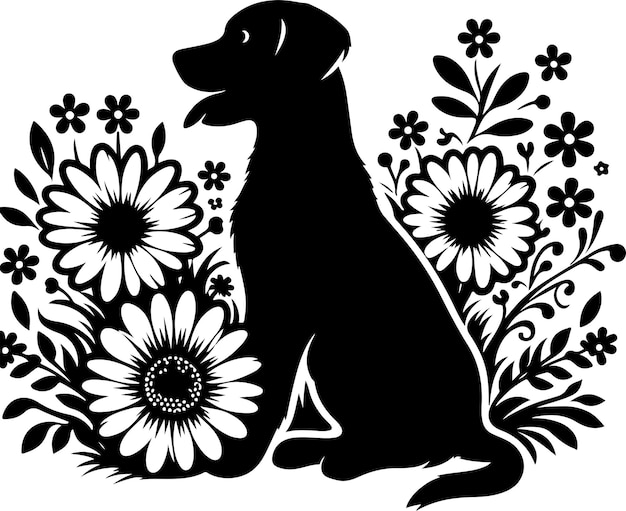 Daisy dog silhouette clip art line artvector black color silhouette