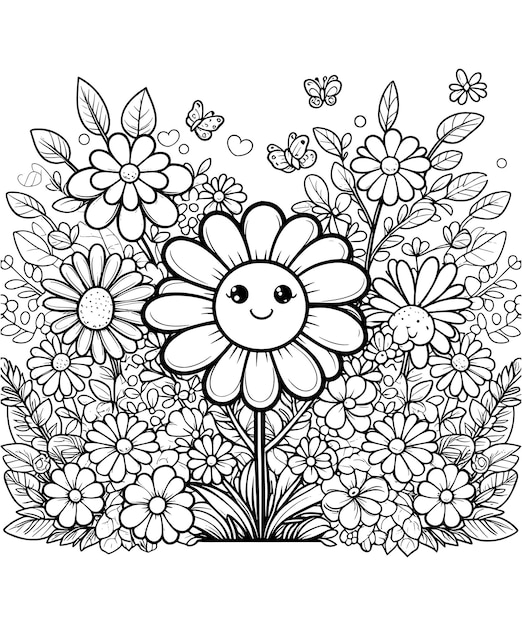 Vector daisy flower coloring page