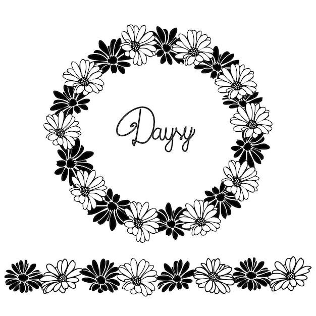 Daisy flower floral elements hand drawn elements