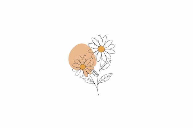 Vector daisy flower line art minimalist outline illustration