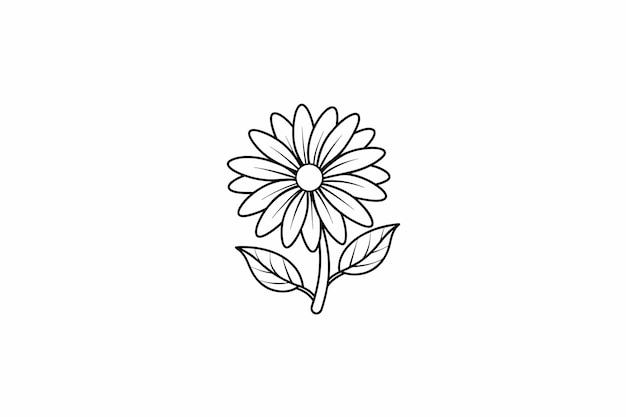 Daisy Flower Outline for design element and coloring book pages for kids