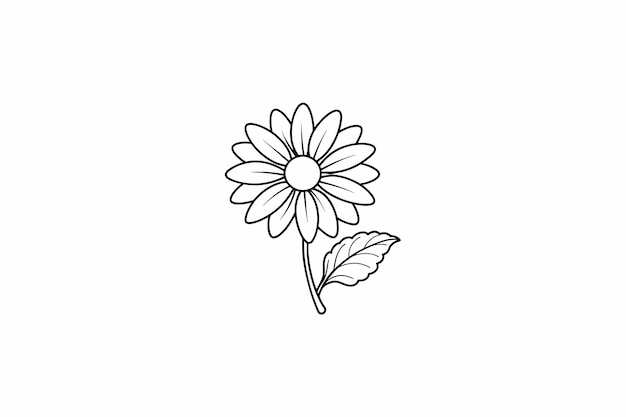 Daisy Flower Outline for design element and coloring book pages for kids