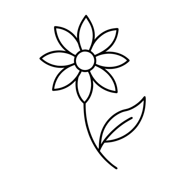 Vector daisy flower silhouette vector design labeled line art illustration