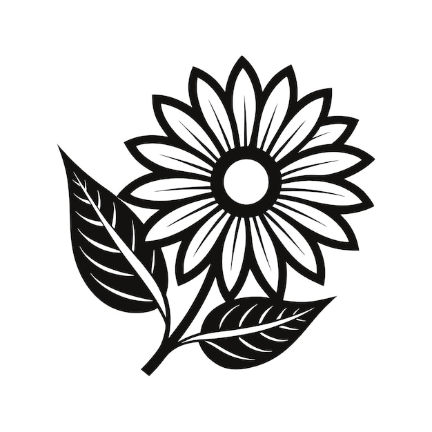 daisy flower silhouette vector design labeled vector art illustration