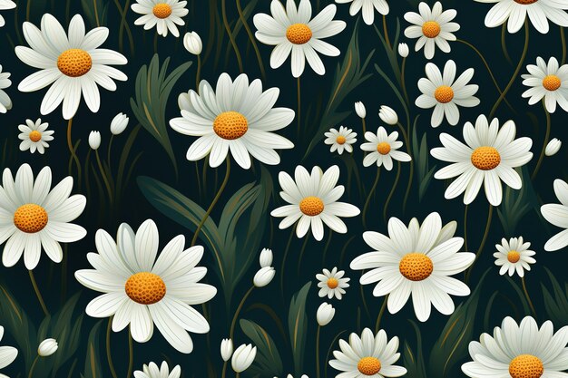 Vector daisy flower vector illustration in a seamless pattern artwork design