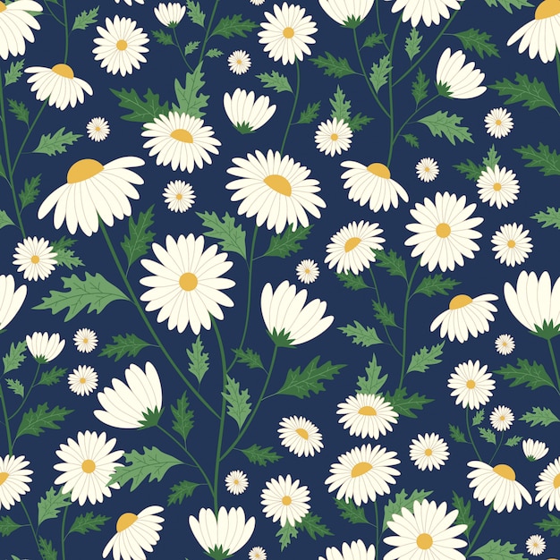 Daisy flowers seamless pattern