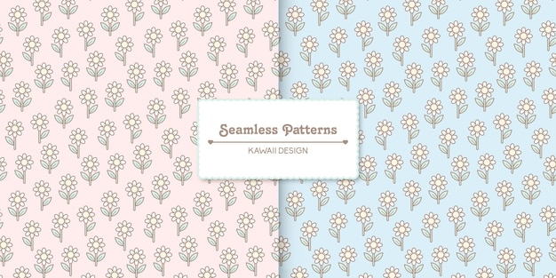 Daisy flowers seamless patterns background Premium Vector