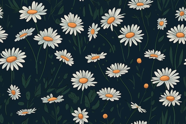 daisy pattern design vectoral flower spring daisy flower hand drawn vector fabric towel design patte