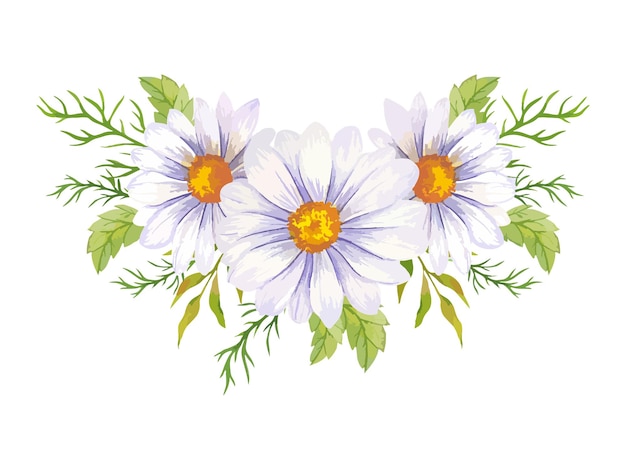 Daisy Watercolor Illustration Chamomile Bouquet