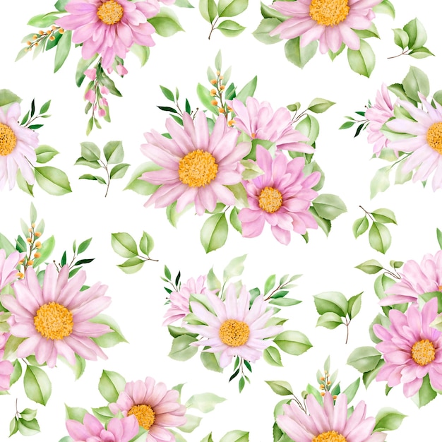 daisy watercolor seamless pattern