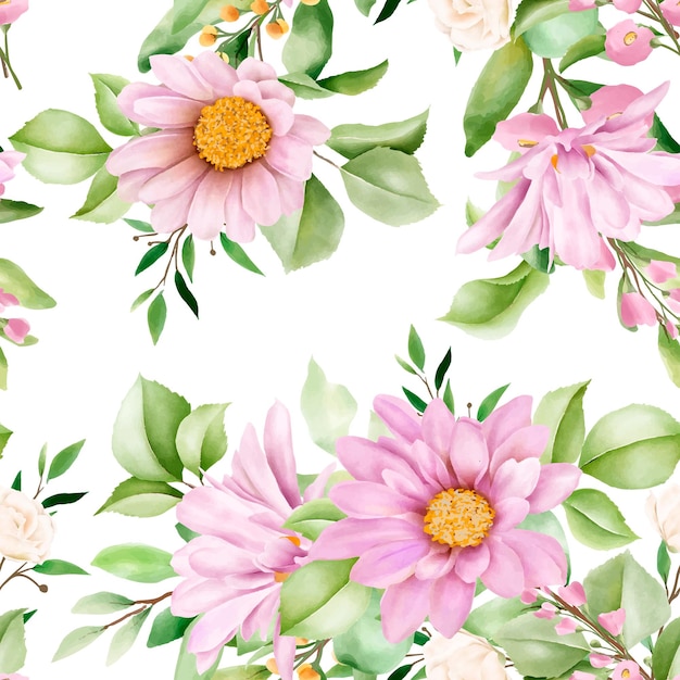 daisy watercolor seamless pattern