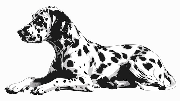 Vector dalmatian black and white drawing vector illustration