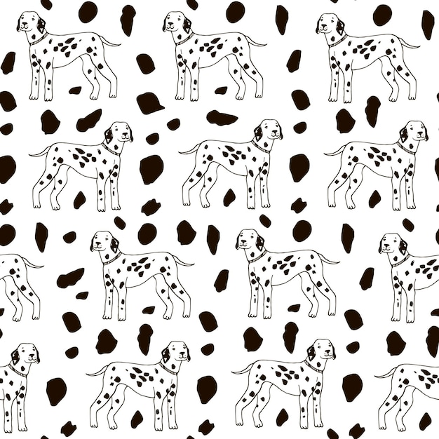 Vector dalmatian dog pets vector seamless pattern