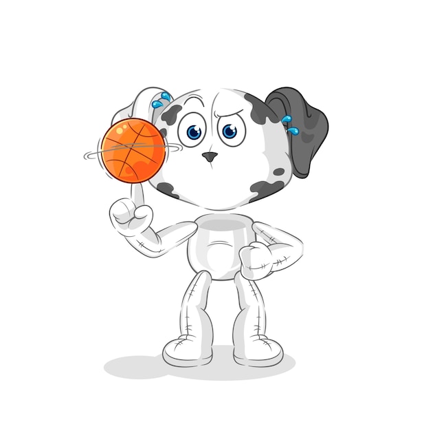 Dalmatian dog playing basket ball mascot cartoon vector