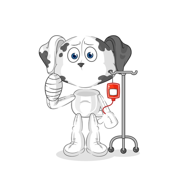 Dalmatian dog sick in IV illustration character vector