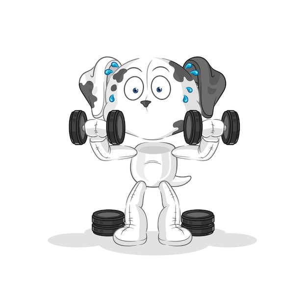 Dalmatian dog weight training illustration character vector