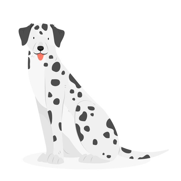 Vector the dalmatian is sitting with his tongue hanging out. character dog isolated on white background