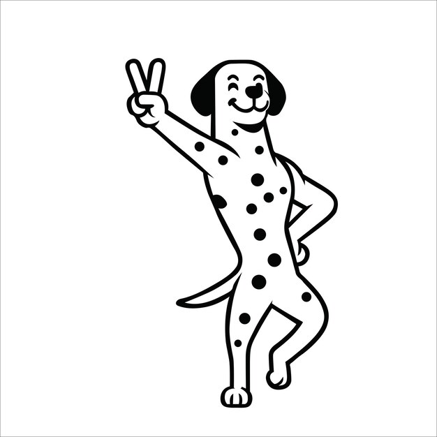 Dalmatian Playful Peace Sign Illustration Vector