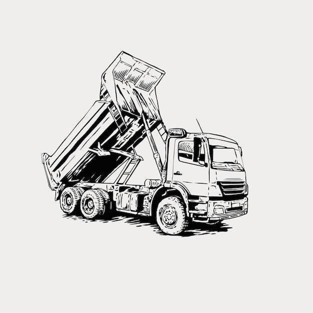 dam truck vintage vector illustration lineart