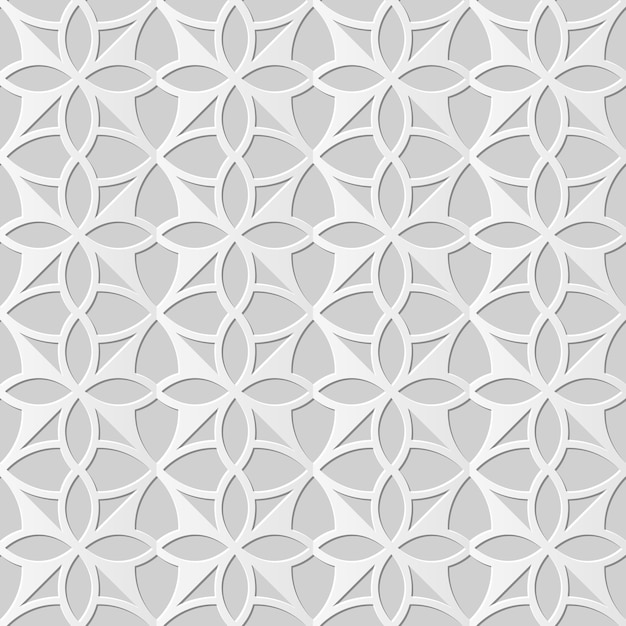 Damask Seamless pattern 3D paper art Curve Cross Geometry