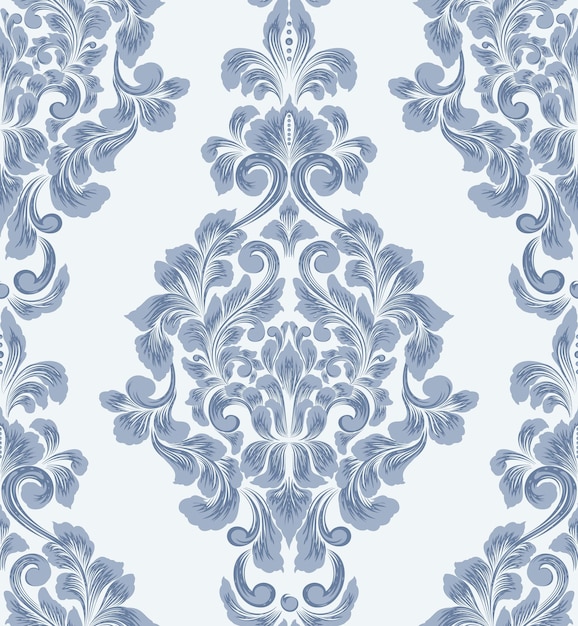 Damask seamless pattern element. Vector classical luxury old fashioned damask ornament, royal victorian seamless texture for wallpapers, textile, wrapping. Vintage exquisite floral baroque template.