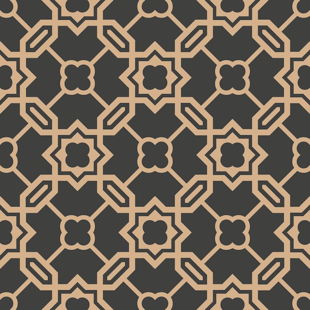 Damask seamless retro pattern background polygon geometry cross chain frame star flower.