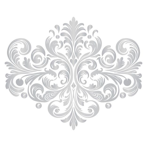 Vector damask silver light color element oriental vector on png transparency background