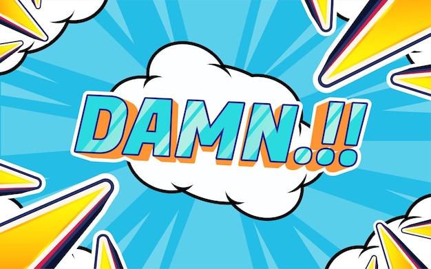 damn comics pop art blue vector design