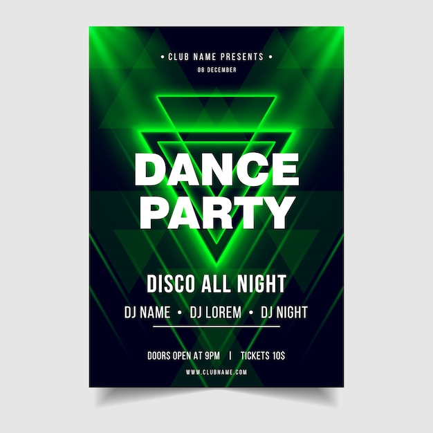 Dance Party night music event poster template