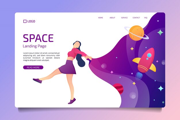 Vector dance space landing page in flat design