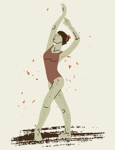 Vector the dancer is training. vector illustration. hand drawn