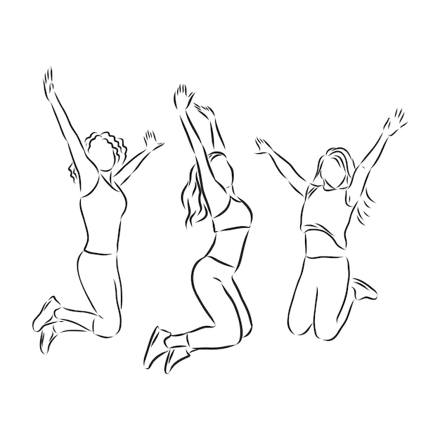 Dancers illustration . fitness dancers, fitness, dancer, vector sketch illustration