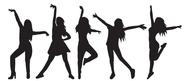 Dancers women girls silhouette isolated vector