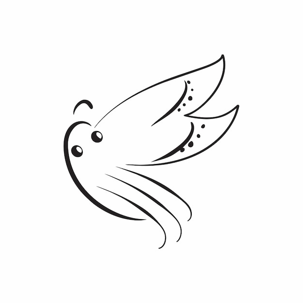 dancing butterfly wings vector illustration doodle line art