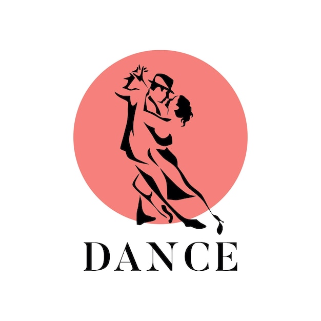 Dancing couple man and woman vector illustration logo icon for dansing school party