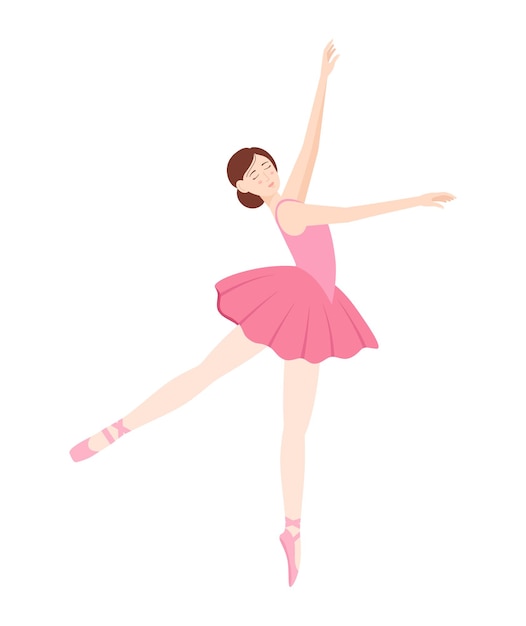 Dancing elegant ballerina on white background, vector illustration