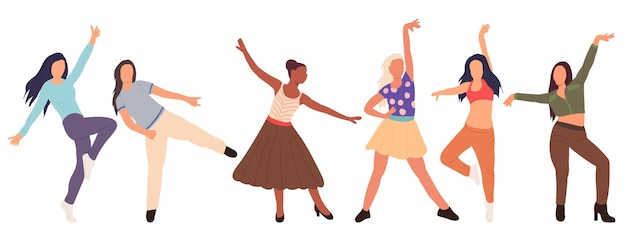 Dancing girls on white background isolated vector