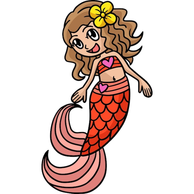 Dancing Mermaid Cartoon Colored Clipart